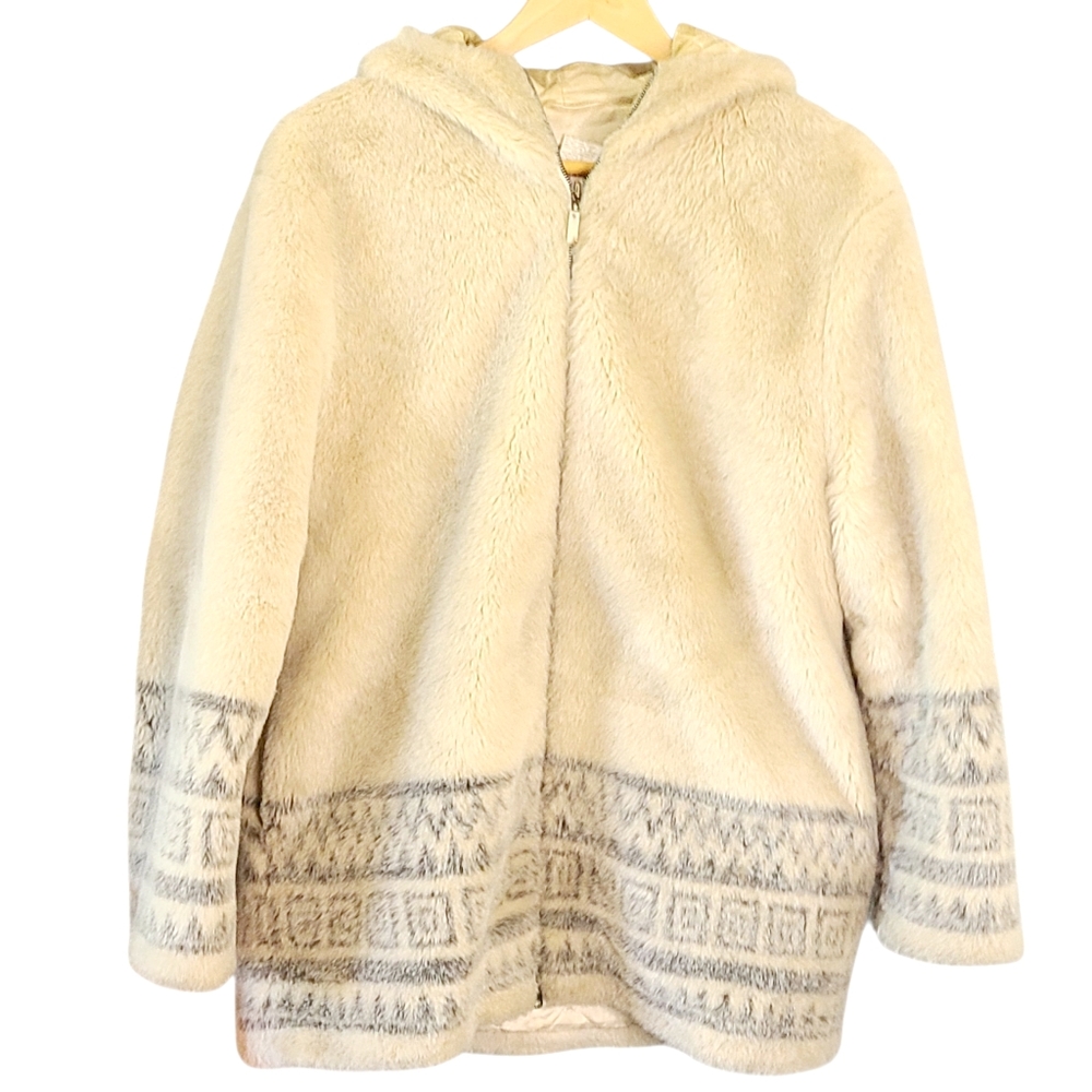 Mondi Cream Fauxfur Jacket with Hood